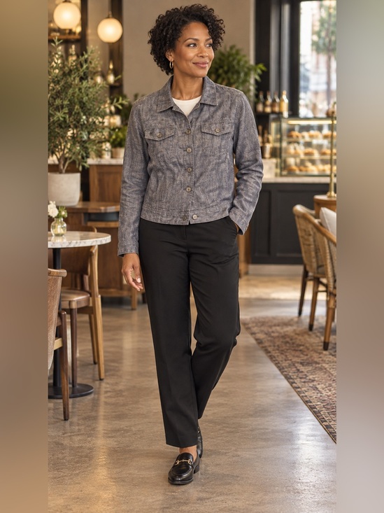 Jones New York Jackets & Blazers - JONES NEW YORK 100% LINEN TRUCKER JACKET GRAY WOMEN’S SMALL